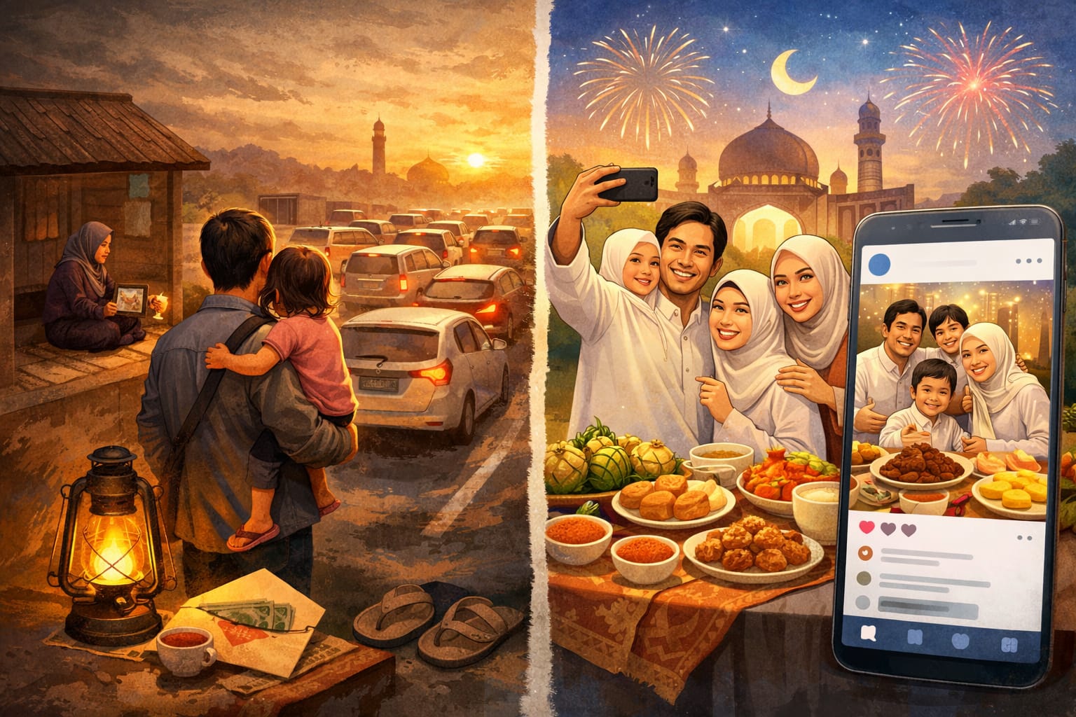 Refleksi Lebaran: antara realita yang dijalani dan citra di media sosial, mengajak kembali pada makna tulus, sederhana, dan penuh kejujuran.